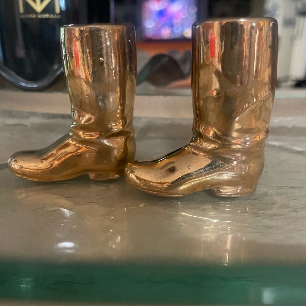 Vintage Porcelain Miniature Cowboy Boots - Authentic Japanese